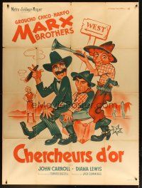 7k817 GO WEST French 1p '46 great different art of Groucho, Chico, Harpo Marx by Roger Soubie!