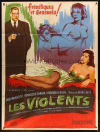 7k862 LES VIOLENTS French 1p '57 great different artwork with sexy girls by Xarrie!