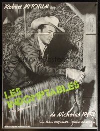 7k874 LUSTY MEN French 1p R70s different image of Robert Mitchum in stable w/ horse, Nicholas Ray!