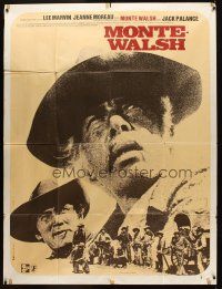 7k887 MONTE WALSH French 1p '71 different close up of cowboy Lee Marvin & Jack Palance!
