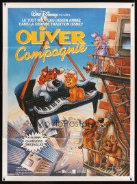 7k908 OLIVER & COMPANY French 1p '88 great art of Walt Disney cats & dogs in New York City!