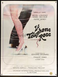 7k914 PINK TELEPHONE French 1p '75 Molinaro, wacky art of legs tied together by Rene Ferracci!