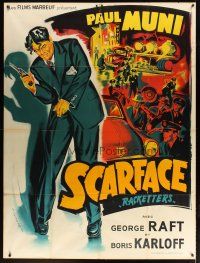 7k938 SCARFACE French 1p R50s Howard Hawks, different art of Paul Muni by Constantine Belinsky!