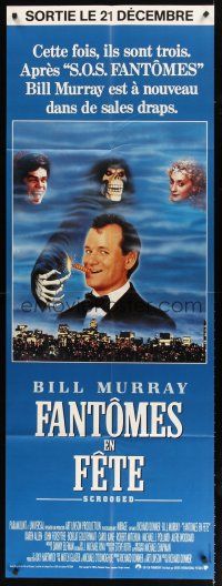 7k706 SCROOGED French door-panel '88 great image of skeleton hand lighting Bill Murray's cigar!