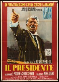 7k625 PRESIDENT Italian 1p '61 great different artwork of Jean Gabin, directed by Henri Verneuil