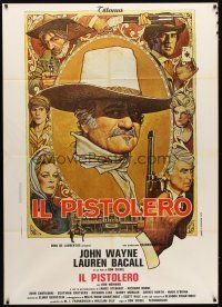 7k644 SHOOTIST Italian 1p '76 Richard Amsel artwork of cowboy John Wayne, directed by Don Siegel!