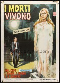 7k654 SWEET SOUND OF DEATH Italian 1p '65 art of man in suit watching sexy ghost rise from grave!
