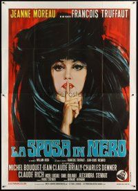 7k451 BRIDE WORE BLACK Italian 2p '68 Francois Truffaut, cool different art of Jeanne Moreau!