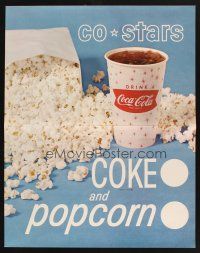 7k029 COCA-COLA COKE & POPCORN soft drink sales posters '60s cool lobby displays!