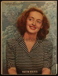 7k182 SUNDAY NEWS newspaper supplement August 22, 1943 great portrait of Bette Davis + Navy awards