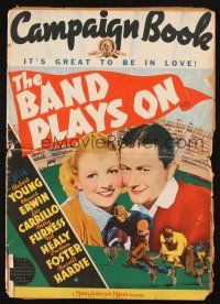 7k035 BAND PLAYS ON pressbook '34 Robert Young, Betty Furness, cool college football image!