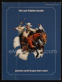 7k190 BRONCO BILLY die-cut promo brochure '80 Clint Eastwood, art by Roger Huyssen & Gerard Huerta!