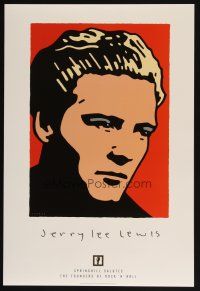 7k240 JERRY LEE LEWIS 2-sided 14x21 music poster '97 Schwab artwork of rock 'n' roll piano player!