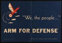 7k277 WE THE PEOPLE ARM FOR DEFENSE 14x20 WWII war poster '41 cool art of tank, ship & airplane!