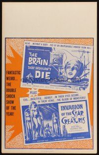 7k340 BRAIN THAT WOULDN'T DIE/STAR CREATURES Benton WC '62 wacky sci-fi horror double-bill!