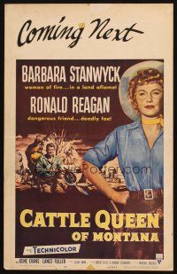 7k348 CATTLE QUEEN OF MONTANA WC '54 full-length cowgirl Barbara Stanwyck, Ronald Reagan