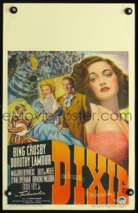 7k359 DIXIE WC '43 artwork of Bing Crosby, sexy Dorothy Lamour & Marjorie Reynolds!