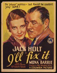 7k378 I'LL FIX IT WC '34 great art of Jack Holt who played politics but couldn't play love!
