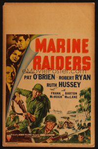 7k392 MARINE RAIDERS WC '44 artwork of Pat O'Brien & Robert Ryan with rifles & bayonets!