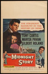 7k399 MIDNIGHT STORY WC '57 Tony Curtis in the strangest San Francisco manhunt in crime's history!
