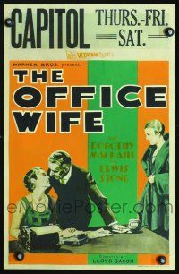 7k402 OFFICE WIFE WC '30 art of Dorothy Mackaill catching husband Lewis Stone with his secretary!