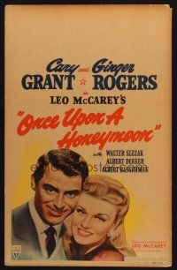 7k404 ONCE UPON A HONEYMOON WC '42 wonderful smiling portrait of Ginger Rogers & Cary Grant!