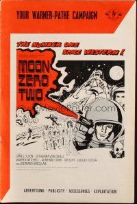 7k126 MOON ZERO TWO English pressbook '69 the 1st moon western, cool image of astronauts in space!