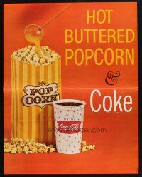 7k028 COCA-COLA HOT BUTTERED POPCORN & COKE soft drink sales posters '60s cool lobby displays!
