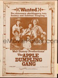 7k034 APPLE DUMPLING GANG pressbook '75 Disney, Don Knotts in motion picture of profound nonsense!