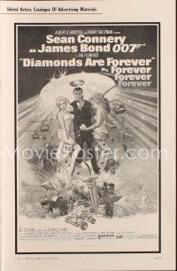 7k046 DIAMONDS ARE FOREVER pressbook '71 art of Sean Connery as James Bond 007 by Robert McGinnis!