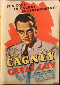 7k057 GREAT GUY pressbook '36 great artwork of James Cagney, pretty Mae Clarke, cool posters!
