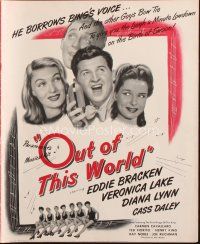 7k086 OUT OF THIS WORLD pressbook '45 Veronica Lake, Eddie Bracken, Diana Lynn, musical!