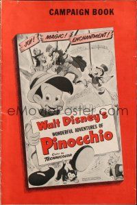 7k088 PINOCCHIO pressbook R1954 Disney classic cartoon about a wooden boy who wants to be real!