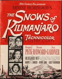 7k098 SNOWS OF KILIMANJARO pressbook '52 Gregory Peck, Susan Hayward & Ava Gardner in Africa!