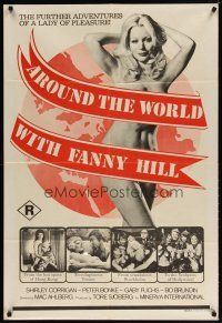 7m341 AROUND THE WORLD WITH FANNY HILL Aust 1sh '74 sexy Shirley Corrigan, a lady of pleasure!