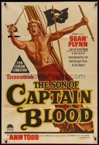 7m404 SON OF CAPTAIN BLOOD Aust 1sh '62 giant full-length image of barechested pirate Sean Flynn!