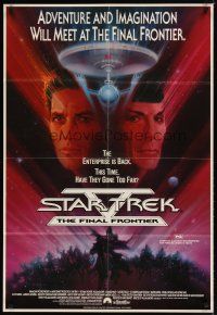 7m406 STAR TREK V Aust 1sh '89 The Final Frontier, art of William Shatner & L. Nimoy by Bob Peak!