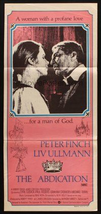 7m427 ABDICATION Aust daybill '74 Liv Ullmann loves priest Peter Finch!