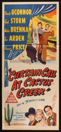7m529 CURTAIN CALL AT CACTUS CREEK Aust daybill '50 Donald O'Connor, Gale Storm, western frontier!