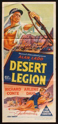 7m540 DESERT LEGION Aust daybill '53 art of Alan Ladd in the French Foreign Legion & sexy Dahl!