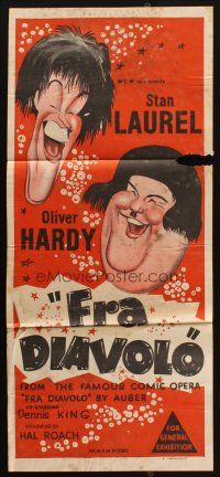 7m542 DEVIL'S BROTHER Aust daybill R50s Hal Roach, Hirschfeld art of Stan Laurel & Oliver Hardy!
