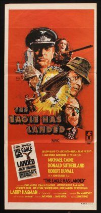 7m553 EAGLE HAS LANDED Aust daybill '77 different art of Michael Caine, Robert Duvall, Sutherland!