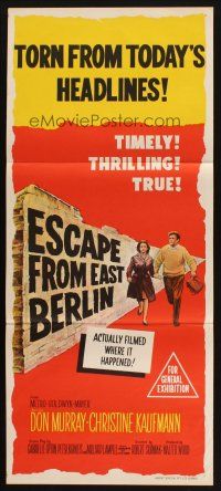 7m561 ESCAPE FROM EAST BERLIN Aust daybill '62 Robert Siodmak, escape from communist East Germany!