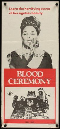 7m572 FEMALE BUTCHER Aust daybill '73 Grau's Ceremonia sangrienta, learn her horrifying secret!