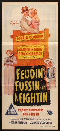 7m574 FEUDIN', FUSSIN' & A-FIGHTIN' Aust daybill '48 Donald O'Connor, Marjorie Main & Kilbride!