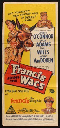 7m587 FRANCIS JOINS THE WACS Aust daybill '54 artwork of Donald O'Connor & the talking mule!