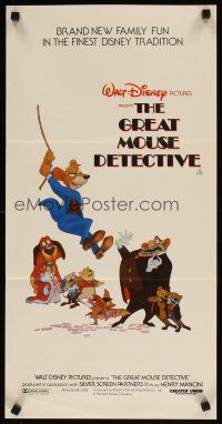 7m608 GREAT MOUSE DETECTIVE Aust daybill '86 Walt Disney's crime-fighting Sherlock Holmes cartoon!