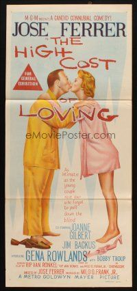 7m632 HIGH COST OF LOVING Aust daybill '58 great romantic image of Gena Rowlands & Jose Ferrer!