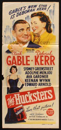 7m642 HUCKSTERS Aust daybill '47 Clark Gable, Ava Gardner, Deborah Kerr, Sydney Greenstreet