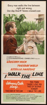 7m645 I WALK THE LINE Aust daybill '70 Gregory Peck, Tuesday Weld, John Frankenheimer